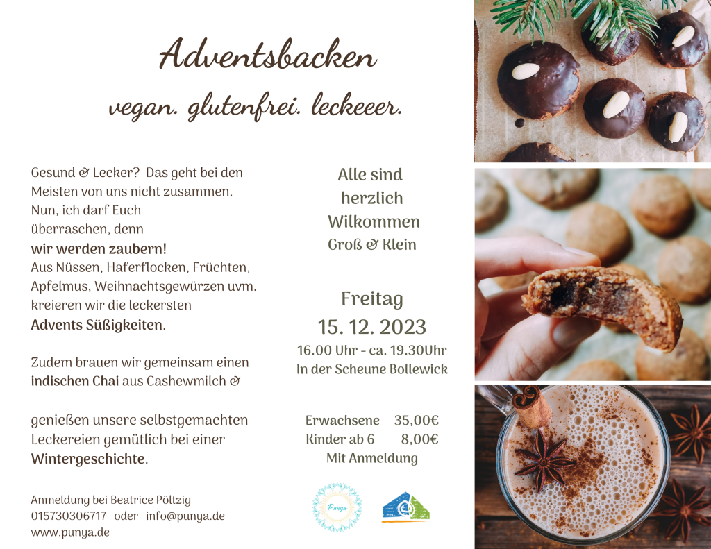 veganer glutenfreier Kochkurs Weihnachts Backen Mecklenburger Seenplatte